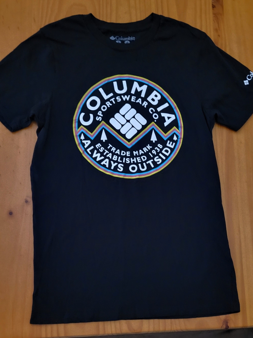 Columbia Black Short-Sleeve Tee with Multicolor Crest
